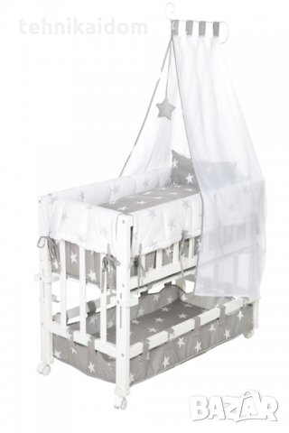 Спален комплект за бебешка кошарка Roba сиво/бяло, снимка 3 - Спално бельо и завивки - 34582077