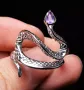 Пръстен змия с аметист гранат и перидот подходящи за подарък, снимка 1