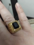 Мъжки пръстен неръждаема стомана масивен позлатен, снимка 6
