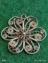 Сребърно цвете филигран, гранулация ръчна майсторска стара изработка 53052, снимка 4