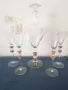 Сервиз от 5чаши и гарафа, златни кантове. Подходящ за вино, шампанско и други алкохолни напитки. , снимка 1