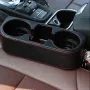 Кожен органайзер за автомобил поставка за чаши, Черен с червен конец, снимка 1