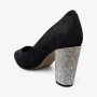 Дамски обувки на ток с камъни - Черен велур и бляскав акцент | T627 black, снимка 3