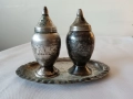 Посребрени солници,лот,Арт Деко, гравирани, с чинийка, снимка 1