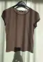 Кафява тениска с кант от естествена кожа Massimo Dutti - размер XS, снимка 1