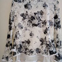 Блуза дантела бяло и черно, снимка 2 - Блузи с дълъг ръкав и пуловери - 42260853