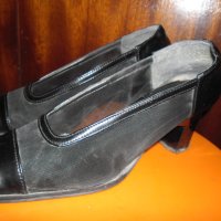 черни обувки съчетание от  кожа и черна мрежа, снимка 2 - Дамски ежедневни обувки - 35771176