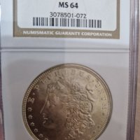 сребърен долар морган 1921г MS 64, снимка 1 - Нумизматика и бонистика - 44500767