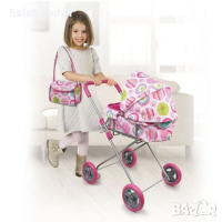 Детска количка за кукли порт бебе с чанта за аксесоари, снимка 1 - Кукли - 44716771