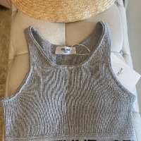 Кроп топ Селин*с/м* Celine cropped vest top. Grey ribbed vest, снимка 2 - Други - 41689542