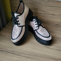 летни обувки с перфорация естествена кожа пудра, снимка 1 - Дамски ежедневни обувки - 40912428