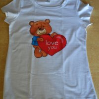 Нова Дамска тениска TEDDY BEER LOVE YOU!, снимка 5 - Тениски - 34012859