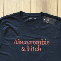 НОВА 100 % оригинална тъмно синя памучна тениска ABERCROMBIE & FITCH размер L от САЩ, снимка 2 - Тениски - 41017730