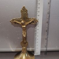 красив стар бронзов масивен кръст разпятие, снимка 3 - Антикварни и старинни предмети - 41968078