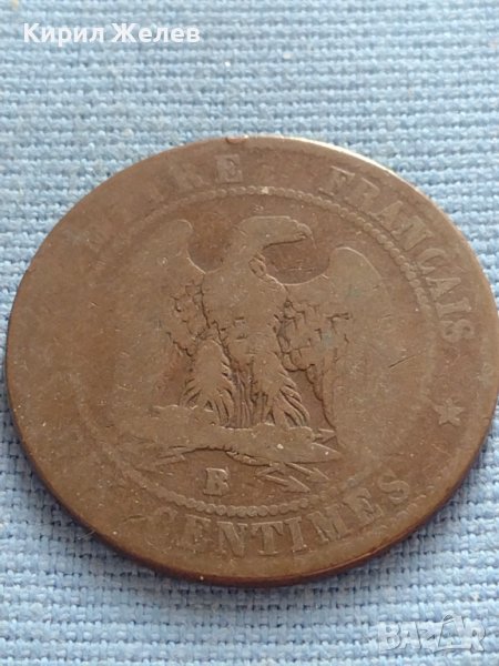 Рядка монета 10 сантима 1855г. Франция Наполеон трети за КОЛЕКЦИЯ 30252, снимка 1