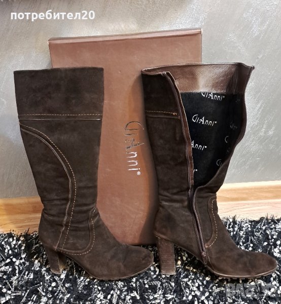 Gianni кафяви велурени ботуши , снимка 1