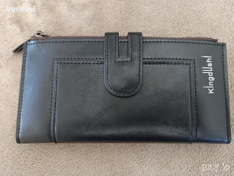 Нов черен кожен портфейл, снимка 1