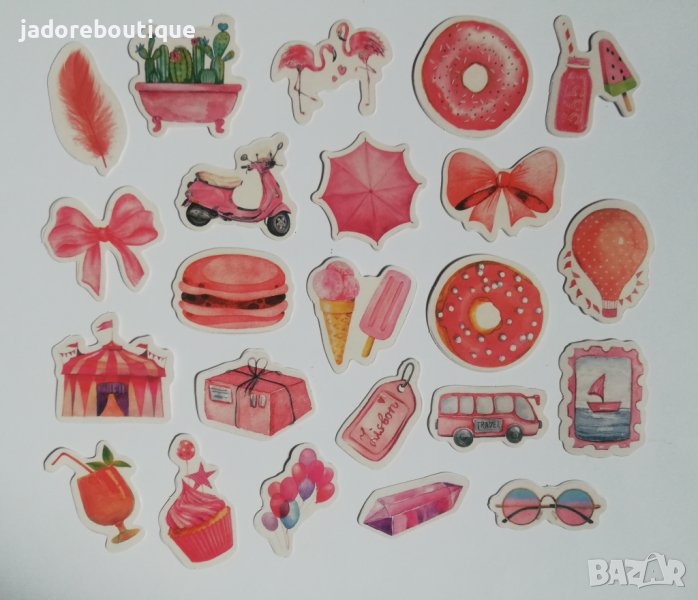 Скрапбук стикери за декорация Pink life - 23 бр /комплект , снимка 1