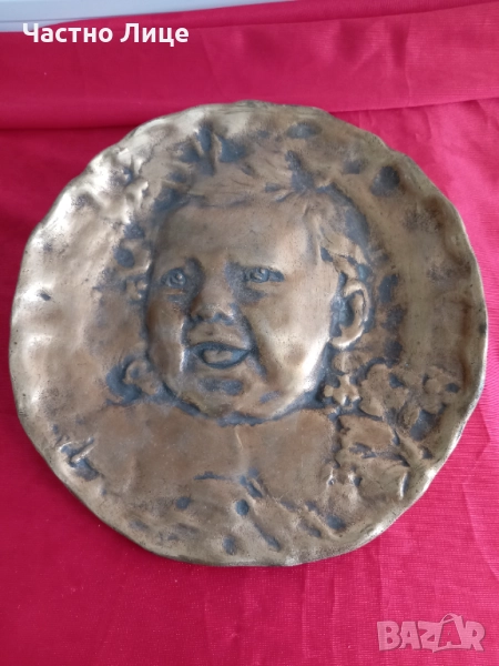 Emile Derre Авторско Бронзово Пано Момченце 19Век, снимка 1