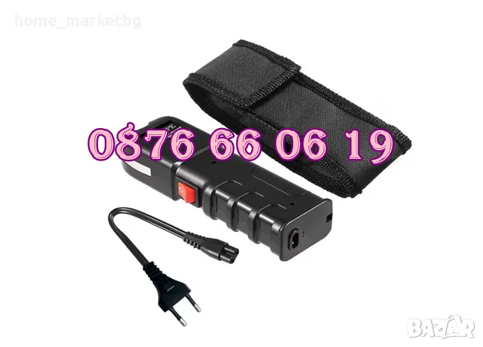 Много мощен електрошок 12000KV. Голям LED фенер с електрошок + калъф, снимка 1