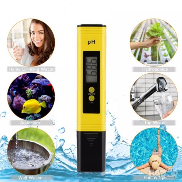 PH метър за вода, за измерване на алкалност, киселинност на водата, PH тестер за вода, течности, снимка 1