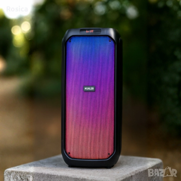 Активна тонколона Muhler MAX881R с два микрофона и дистанционно – мощен звук, без кабели и ограничен, снимка 1