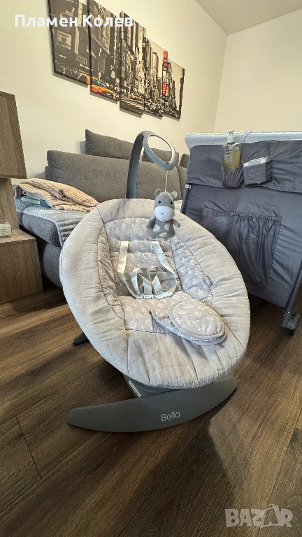 Бебешка Люлка 2 в 1 LORELLI BELLA, Електрическа, Музикална, Grey Trees, снимка 1