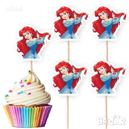 10 бр Малката Русалка Ариел топери клечки за мъфини декорация и украса, снимка 1
