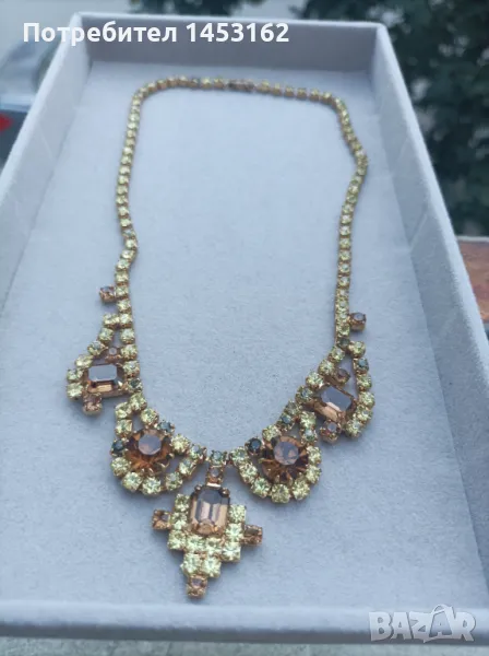 Старинно чешко колие с кристали , снимка 1