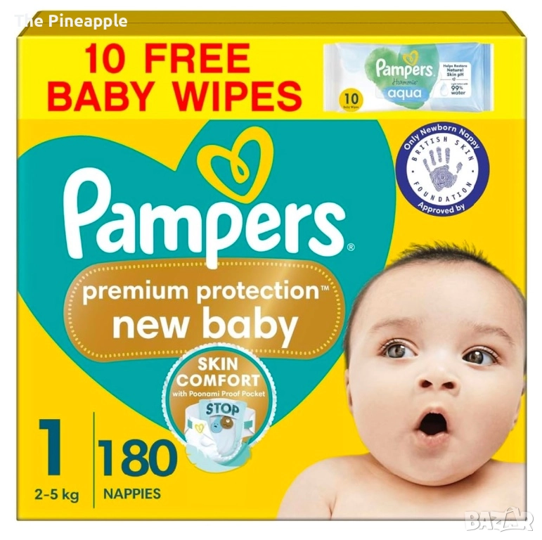 Pampers new baby / premium protection 1/180бр, снимка 1