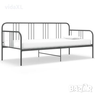 324751 vidaXL Sofa Bed Frame Grey Metal 90x200 cm(SKU:324751, снимка 1