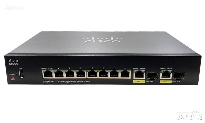 Cisco SG 250-10P 10-Port Gigabit POE+ Managed Switch, снимка 1