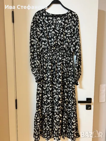 👗🛍️🎀Нова стилна разкошна феерична елегантна черно бяла рокля волани къдри, снимка 1