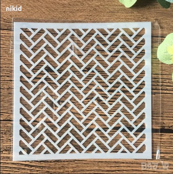 покривче странично редени тухли стенсил шаблон за спрей за торта украса Scrapbooking, снимка 1