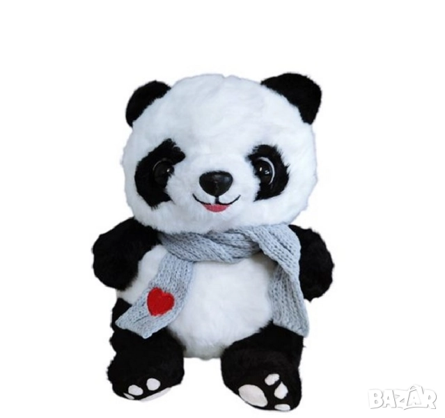 Плюшена панда с плетен шал, снимка 1