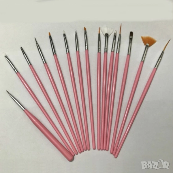 Комплект от 15 броя четки за маникюр и педикюр, снимка 1