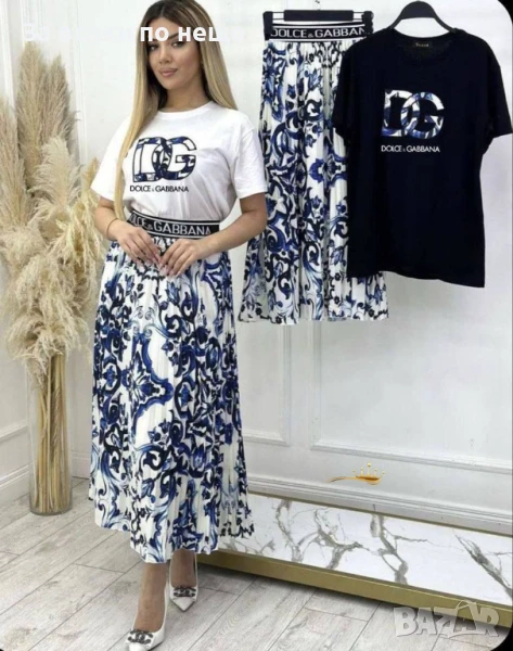 Dolce&Gabbana Дамски Комплект Тениска И Дълга Пола Долче И Габана-Налични Различни Цветове Код E437, снимка 1