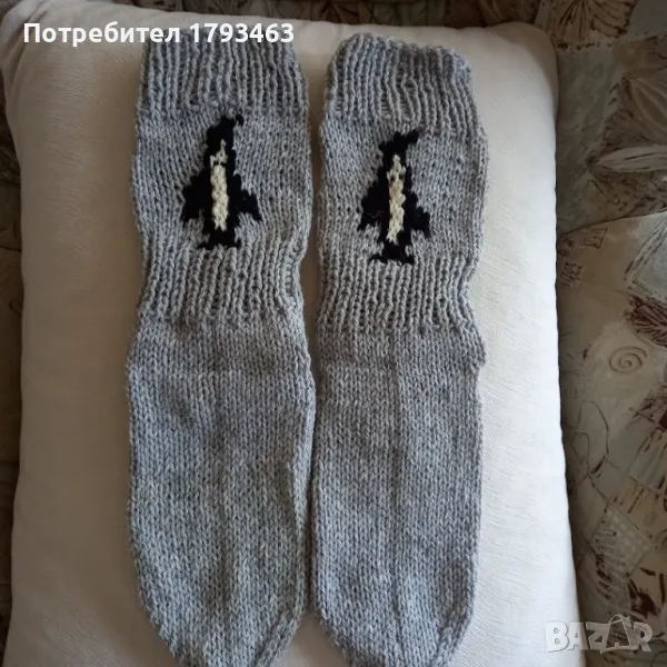 Ръчно плетени мъжки чорапи от вълна, размер 44, снимка 1