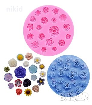 Различни дребни цветчета цветенца цветя цвете рози розички роза силиконов молд форма фондан декор, снимка 1