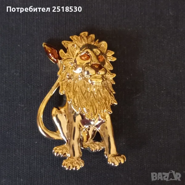 Позлатен лъв-винтидж брошка, снимка 1