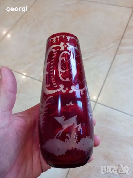 Кристална ваза рубинен кристал , снимка 1