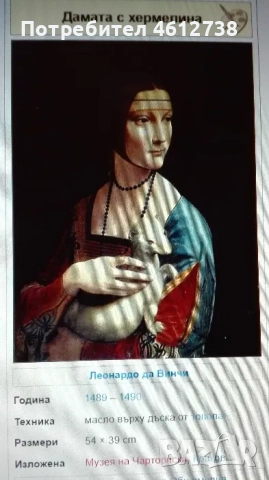 Дамата с хермелина - пирография, снимка 3 - Картини - 51937668