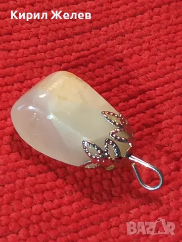 СТАР АРТ ДЕКО ПЕНДАНТ - ЛУНЕН КАМЪК РЪЧНА ИЗРАБОТКА МЕДАЛЬОН 14189, снимка 8 - Антикварни и старинни предмети - 35596765