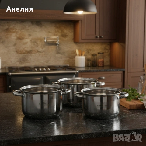 Комплект тенджери Bohmann BH 06-275 – 6 части от инокс за индукция и удобно ежедневно готвене у дома, снимка 4 - Съдове за готвене - 53058641