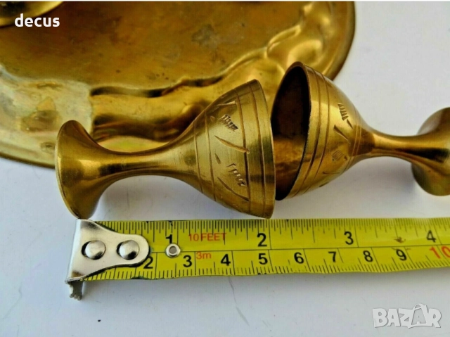 Комплект от античен бронз и месинг - чаши, чайник и поднос, снимка 5 - Антикварни и старинни предмети - 51456620