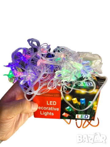 Многоцветни коледни LED лампички с цветя с щепсел , снимка 10 - Други - 52062488