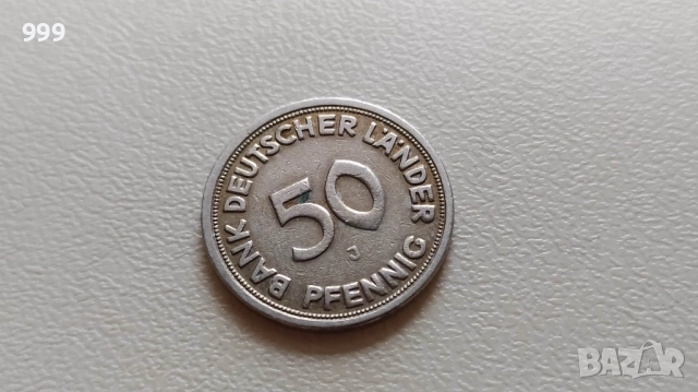 50 пфенига 1949 D, F, J - Германия, снимка 6 - Нумизматика и бонистика - 50730107