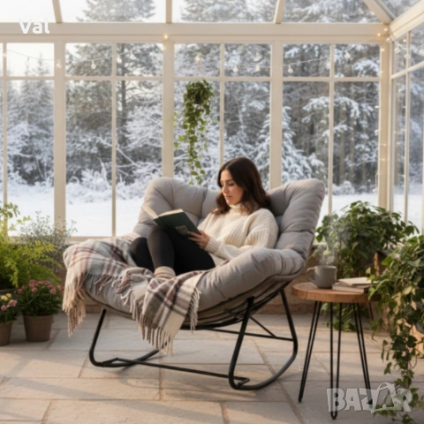 Люлеещ се стол Svinga - здрава стоманена рамка и мека възглавница, снимка 2 - Градински мебели, декорация  - 53834107