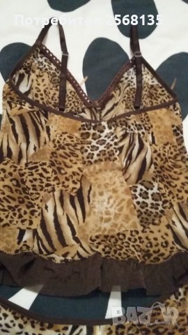 НОВ Луксозен Комплект Бельо-Корсаж тип Корсет+Бикини в тигров десен;р/р S, снимка 4 - Бельо - 35775004