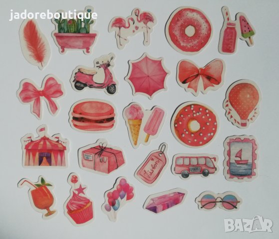 Скрапбук стикери за декорация Pink life - 23 бр /комплект , снимка 1 - Други - 32727136